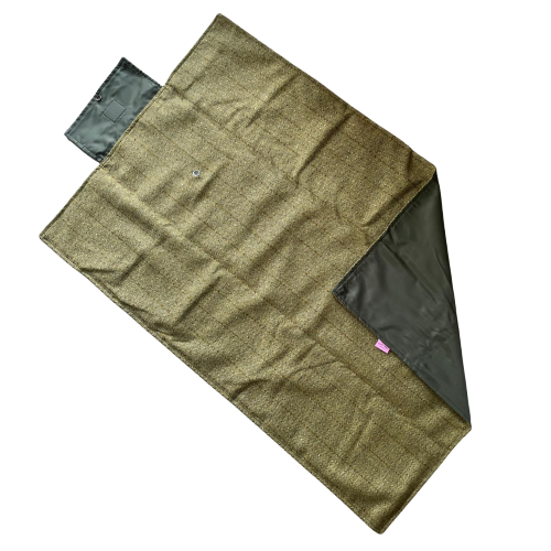 Foldable Green Tweed Travel Blanket