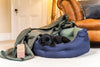 Khaki and Navy Reversible Luxury Dog Bed