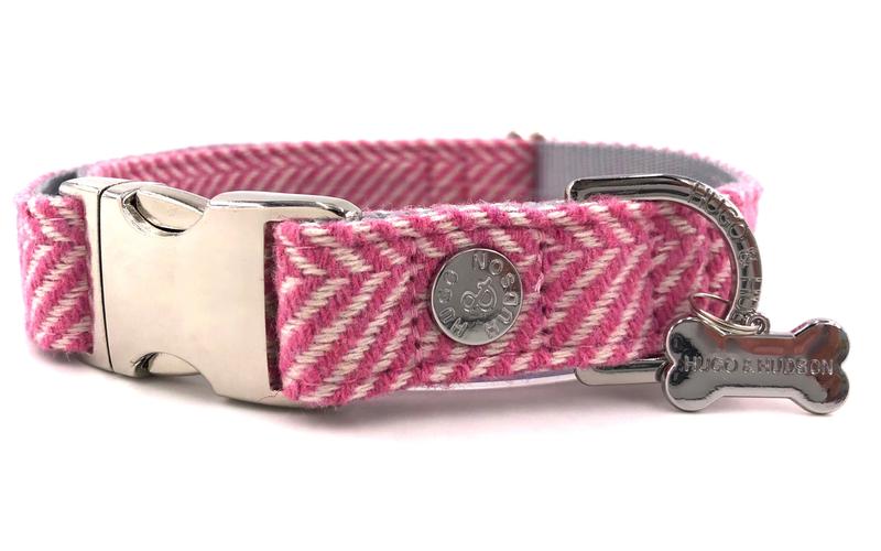 Pink Tweed Stripe Dog Lead - 1 IN STOCK X Small Only