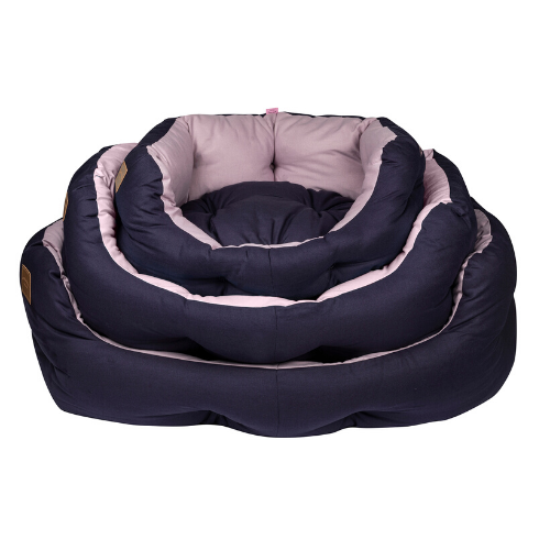 Pink and Navy Reversible Luxury Dog Bed