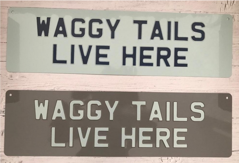 Waggy Tails Live Here Premium Sign